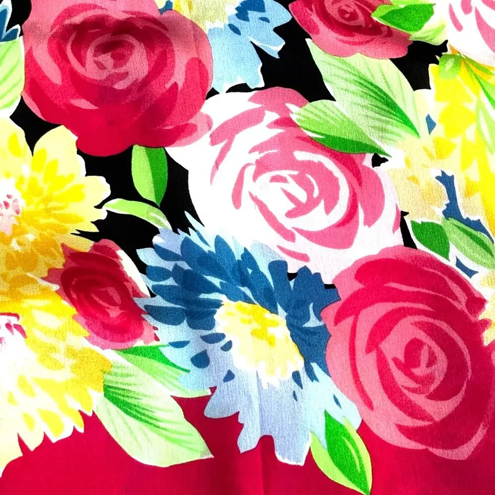Vintage Pendleton silk scarf colorful floral square pink yellow watercolor motif